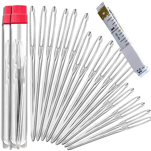 Orrdice 18+1PCS Large Eye Blunt Needles, Stainless Steel Yarn Knitting Needles, Sewing Needles, Crafting Knitting Weaving Stringing Needles,Perfect for Finishing Off Crochet Projects. - color: 18 PCS
