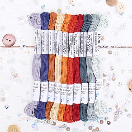 ThreadArt Embroidery Floss Kit in Autumn Harvest Colors - Six Strand Set - color: AUTUMN HARVEST COLORS