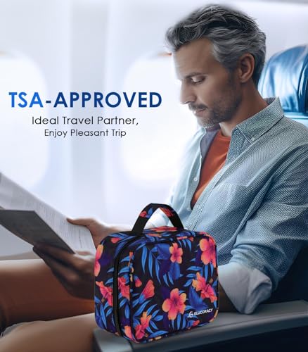 Glucoracy Large Insulin Cooler Travel Case,4 * 160g Ice Pack TSA Approved - color: Flower, size: Large