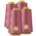 Rubber Red Serger Thread, All-Purpose Thread for Sewing, Polyester, 4 Cones of 3000 Yards Each Spool for Sewing Machine - color: 4 Rubber Red