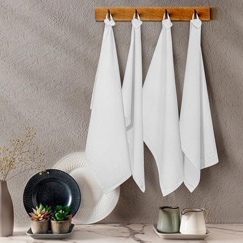 Flour Sack Towels 24 Pack Oversized, 18"x28", 100% Cotton, Prewashed Soft, Lightweight Dish Towel for Baking, Wrapping Bread, Drying, Embroidery Projects - White - color: White, size: 18" x 28" - 24 Pack