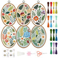 ORIGACH 6 Pack Plants Leaves & Flower Embroidery Kit for Beginners - style: Plants Leaves & Flower