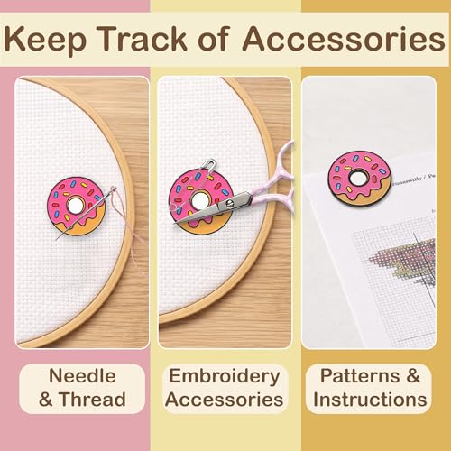 Kraftex Magnetic Needle Minder. Needleminder for Embroidery & Sewing. Cute Needlepoint Accessories. Magnetic Needle Holder for Cross Stitch. Cute Magnet Pin Gift - color: Donut