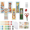 FREEBLOSS 6 Set Cross Stitch Bookmark Kit 11 CT Stamped Cross Stitch Kit DIY Embroidery Bookmark Kits for Adult Beginners with Instructions, Animal Books, 6 x 20 cm/8" x 2.4" - style: Animal&Books