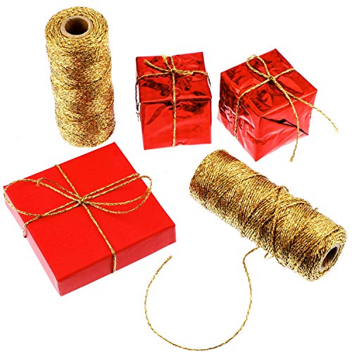 Pangda Christmas Twine Metallic Bakers Wrapping Twine, 1 mm, Gold - color: Gold, size: 1 mm