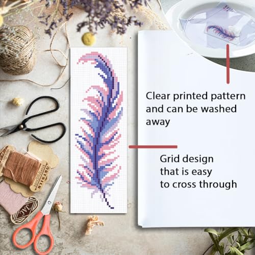 ORIGACH 6 Pack Feather Cross Stitch Bookmark Kit - style: Feather