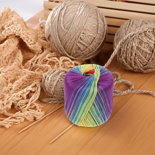 HEALLILY Gradient Rainbow Cotton Yarn 1 Roll 133M Soft Color-Changing Crochet Thread for DIY Knitting Projects Including Scarves Hats Shawls Sweaters Blankets Handcraft Supplies