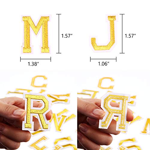 Boao 104 Pcs Iron on Letters Patches for Fabric,Gold - color: Gold