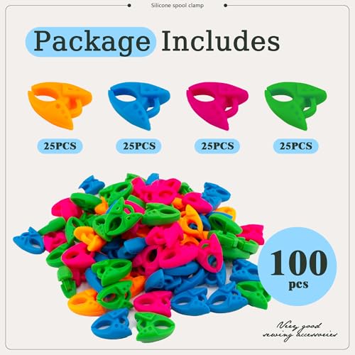 100pcs 4 Colors Silicone Sewing Bobbin Holder Clips - color: 4color-100pcs