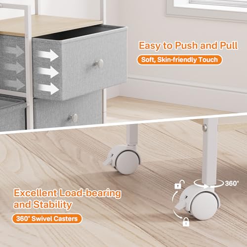 Modanais Baby Diaper Caddy Organizer Rolling Cart with Drawers, Light Gray - color: Light Gray