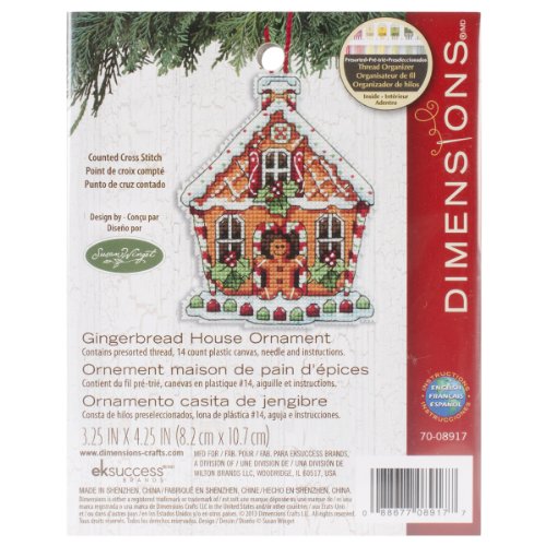 Dimensions Counted Cross Stitch Gingerbread House Christmas Ornament Kit, 3.5'' W x 4.5'' H - style: Gingerbread House