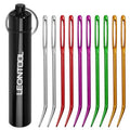 LEONTOOL 10 Pcs Large Eye Yarn Darning Tapestry Needle Big Eye Weaving Needle Aluminum Bent Needles Sewing Hand Knitting Needles with Storage Tube for Crochet Weaving Darning Projects