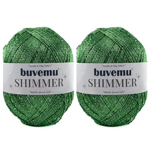 Shimmer Metallic Thread for Crochet, Forest Green, Silver Glitter, 2-Pack - color: Forest Green, Silver Glitter, size: 2 Pack