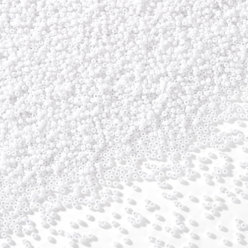 PandaHall Elite 6000 Pcs 11/0 Glass Seed Beads Opaque White Round Pony Bead Waist Beads Mini Spacer Beads Diameter 2mm for Bracelet Jewelry Making - color: White-6000 Pcs