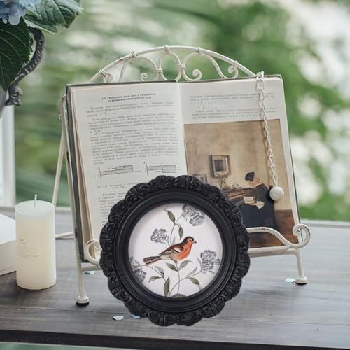 Vintage Picture Frames 4x4 Round Black Antique Picture Frames with Glass Front Handcrafted Rustic Home Decor for Wall Mount and Tabletop Gallery Wall Art - color: Black, size: 4x4 Round