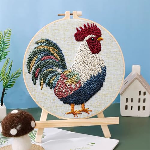 Punch Needle Kits A Rooster 20x20cm-3