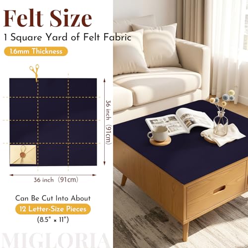 Large Felt Fabric Sheet 36 x 36 Inch, 1.6mm Thick (Navy Blue) - color: Navy Blue