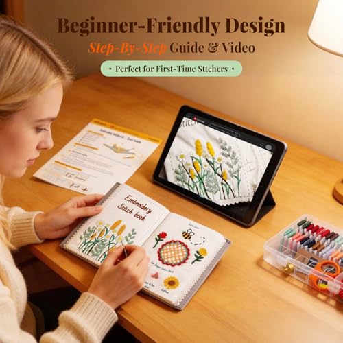 CYANFOUR 2026 New Embroidery Stitch Book Kit for Adults Beginners - color: embroidery book kit