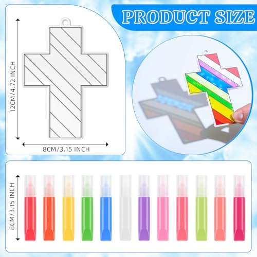Blueweenly 72 Pcs Christian Cross Suncatchers Craft Kit Bulk, Classic - style: Classic