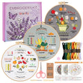 Embroidery Kit for Adult Beginners, 3 Pack Embroidery Stitches Practice Kit to Learn 31 Stitches, with Step-by-Step Instructions & Videos, Tools, DIY Needlework Craft Gift for Craft Lovers Women - color: Embroidery Kit-F