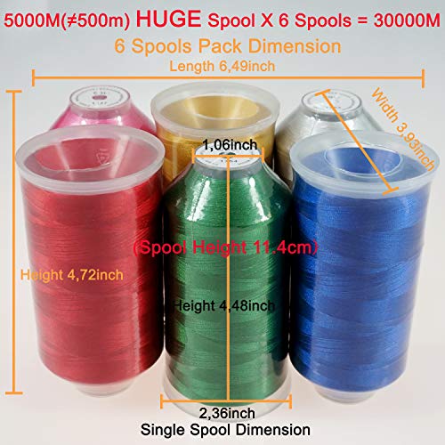New brothread Huge Spools Embroidery Machine Thread -6 Christmas Colors - color: 6xCHRISTMAS COLORS