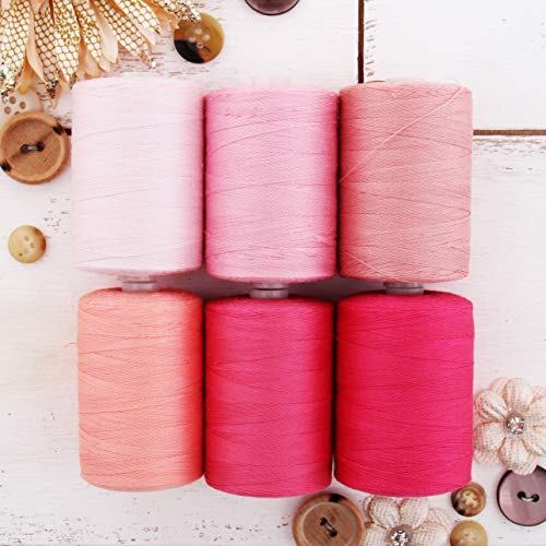 ThreadArt Cotton Quilting Thread Set, 1000M 50/3, 6 Pink Tones - color: 6 PINK TONES