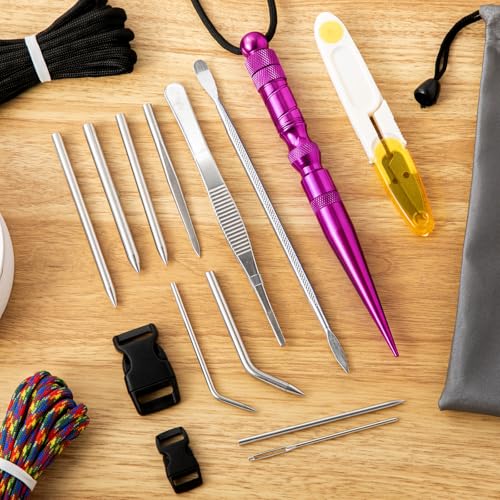 Shimeyao 12 Pcs 2026 Update Paracord FID Knotter Tools Set, Pink - color: Pink