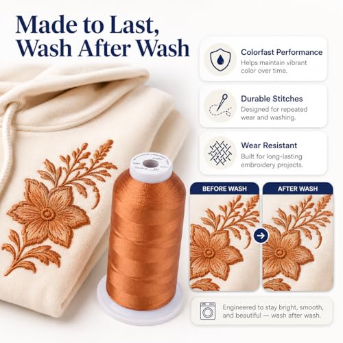 Simthread Embroidery Machine Thread 5000M 40WT Polyester, Clay Brown 339 - color: ClayBrown339