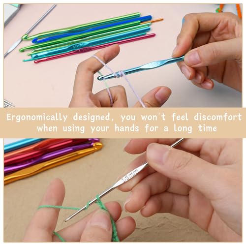 48 Pcs Crochet Hooks Set, 21 Sizes Ergonomic Knitting Needles with Case - size: 48 PCS