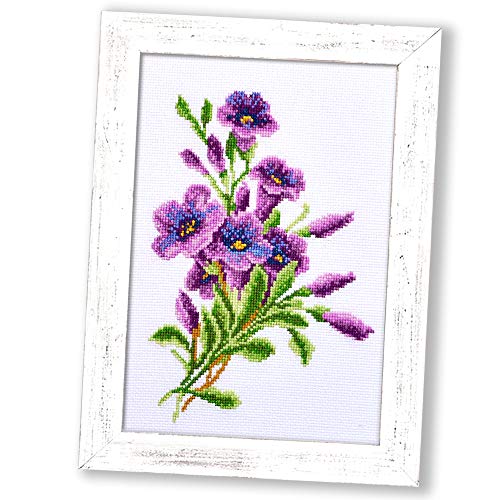 Povitrulya American Bellflower Counted Cross Stitch Kit - Flower DIY Embroidery Set fors and Adults - color: American Bell-Flower