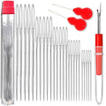 25 PCS Large Eye Sewing Needles, 5 Sizes Hand Sewing Needles, Including Embroidery - 25PCs with 2 Pcs Needle Threader and 1 Pcs Seam Ripper - color: 25 pack
