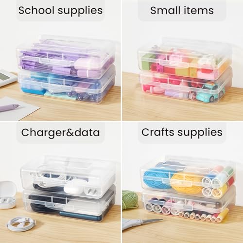 Sooez Plastic Pencil Case Box 6 Pack, Large Crayon Maker Pen Organizer - color: Clear