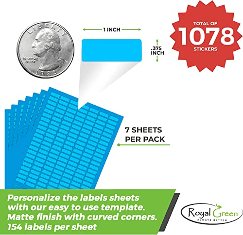 Royal Green Printable Rectangle Labels, 1 x 0.375 Inch - 1078 Pack - color: Blue, size: 1078