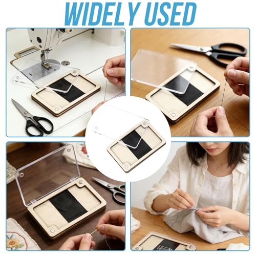 HINGTAI Wooden Magnetic Needle Holder Case with Clear Lid, Sewing Needle Organizer Box with Snap Closure, Strong Built-in Magnet Secures Pins Under 6.5cm, Craft Supplies Storage Gift for Sewers - color: 1Pcs-wooden