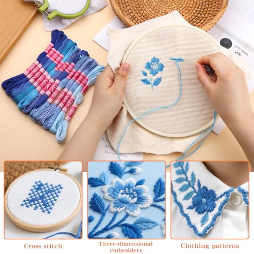 12 Skeins Blue Embroidery Thread, Embroidery Floss for Bracelets - color: Blue Series
