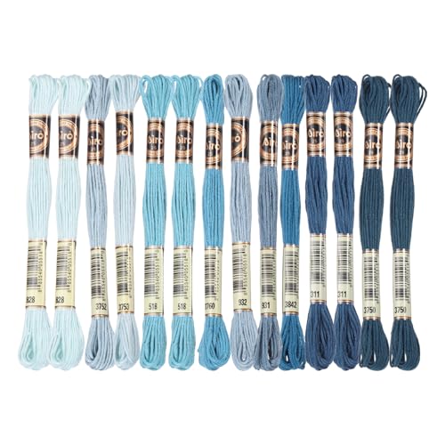 PATIKIL 14 Skeins Embroidery Floss Polyester Multicolored Dark Blue - color: Multicolored Dark Blue