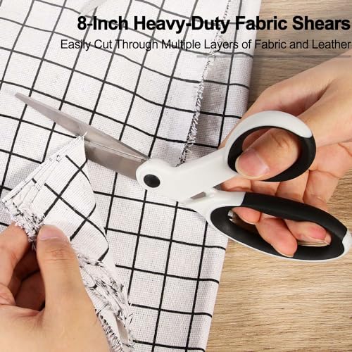SCAIKTIG Premium Sewing Scissors Bundle, 8" Heavy Duty Fabric, 5" Embroidery, 4" Small Detail Scissors, 5" Thread Snips, Tailoring, Dressmaking, Quilting, Arts&Craft Supplies, White - color: White(8"/5"/5"/4")