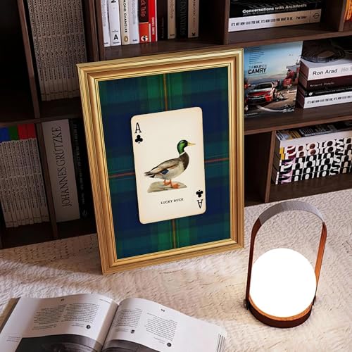 Wojuin Lucky Duck Ace of Clubs Illustration Framed Canvas Wall Art 16x24 in - color: Lucky Duck, size: 24"L x 16"W