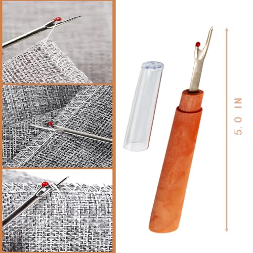 Big Eye Steel Sewing Needles Kit - Hand Sewing Kit with 5 Sizes of Big Eye Steel Needles, Needle Threaders, Sewing Ripper, and Sewing Thread. Travel and Wedding Emergency Sewing Kit with Storage Case - style: 43pcs