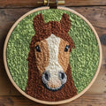 DIY Punch Needle Kits Brown Horse with Hoop 20x20cm-2 - color: 03-Brown Horse