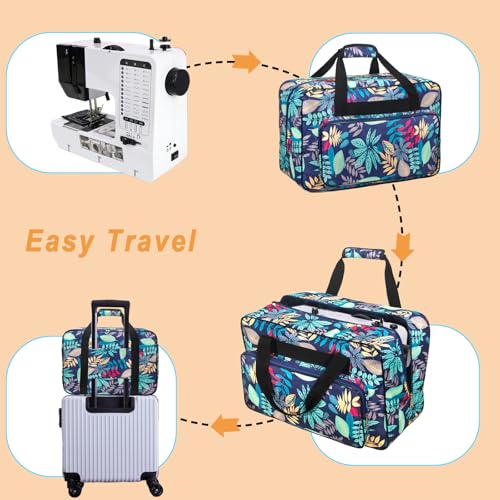 Sewing Machine Carrying Case, Sewing Machine Carrying Case Tote Bag, Universal Tote Storage Bag with Pockets and Handles, Suitable for Most Standard Singer, Janome (Light Blue) - color: Light Blue