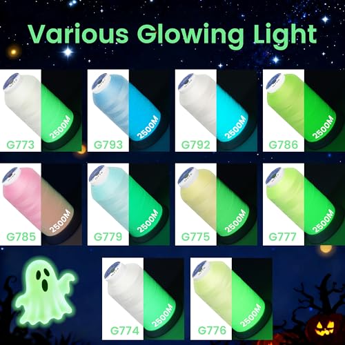 New brothread Single Huge Spool Glow in The Dark Embroidery Thread -G792 - color: 2500M Single Spool G792