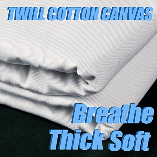 5 Yard White Twill Cotton Canvas Fabric,Natural Thick Cotton Poplin Fabric By The Yard,59 Inches Wide 100% Cotton, Embroidery Muslin Quilting Fabric Material for Sewing Material Apparel Cloth - color: White, size: 5 Yards