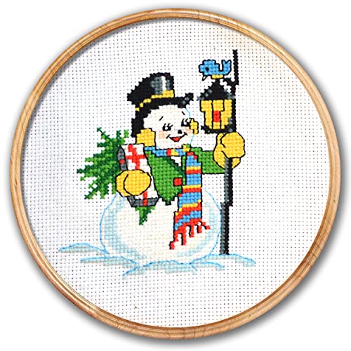 Counted Cross Stitch Kit 'Snowman' - Embroidery Set for Christmas Holidays - color: Snowman