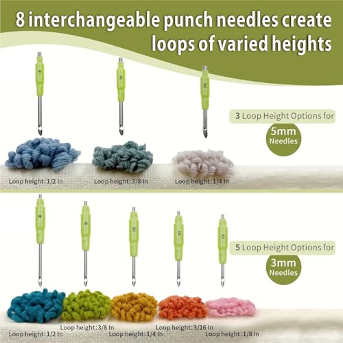 Monipair Punch Needle Kit, Adjustable Ergonomic Handle, 8 Needles