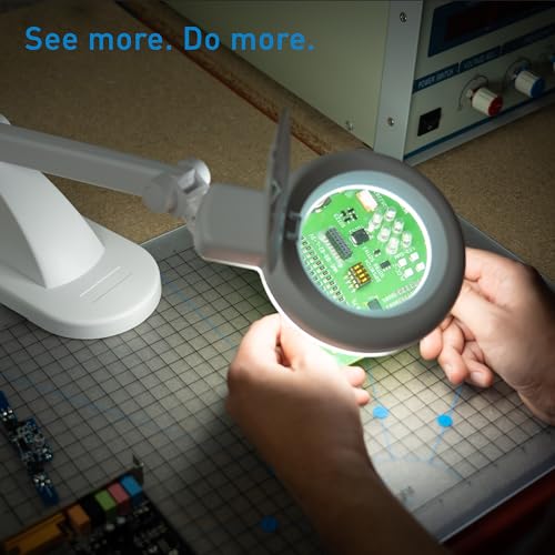 LED Magnifying Desk Lamp – Magnifier Lamp for Table - Magnifier Glass - Ideal for Sewing, Embroidery, Craft & Detailed Work