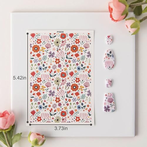 KABAKE Polymer Clay Transfer Paper 4 PCS Colorful Flowers Water Soluble Transfer Sheet for Earrings Jewelry Making - color: Flower