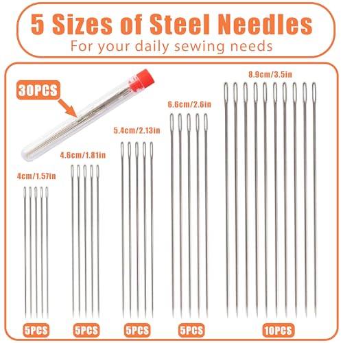 42 Pcs Sewing Tool Set, Big Eye Steel Sewing Needle Kit, Includes Needles, Threader, Ripper, Tape Measure & More, Complete Hand Sewing Set for Beginners, Craft Enthusiasts & Daily Use