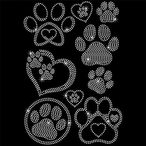 NBEADS Dog Paw Rhinestone Iron on Hotfix, Heat Transfer Decal Bling Rhinestone Decals Rhinestone Heat Transfer Patch Clothing Repair Applique for T-Shirt Clothing Pants Bags (DIY-WH0303-031-US6) - color: Dog Paw