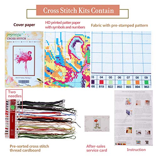 ITSTITCH Cross Stitch Kits Stamped Holiday Gift DIY Embroidery Starter Kits Easy Patterns Embroidery for Girls Crafts DMC Stamped Cross-Stitch Supplies Needlework Flamingos - color: Stamped 13.6×18.2 inch